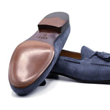 16-580-BLU NAPLES Italian Kid Suede Tassel Loafer, Blue Water - Zelli Italia - Flyclothing LLC