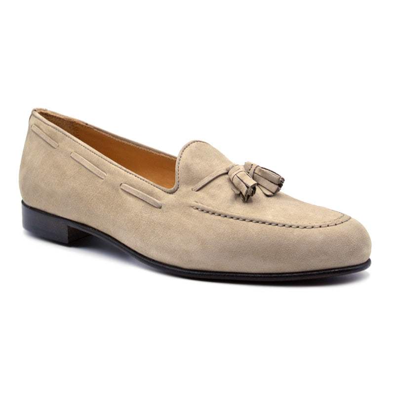 16-580-BON NAPLES Italian Kid Suede Tassel Loafer, Bone - Zelli Italia - Flyclothing LLC