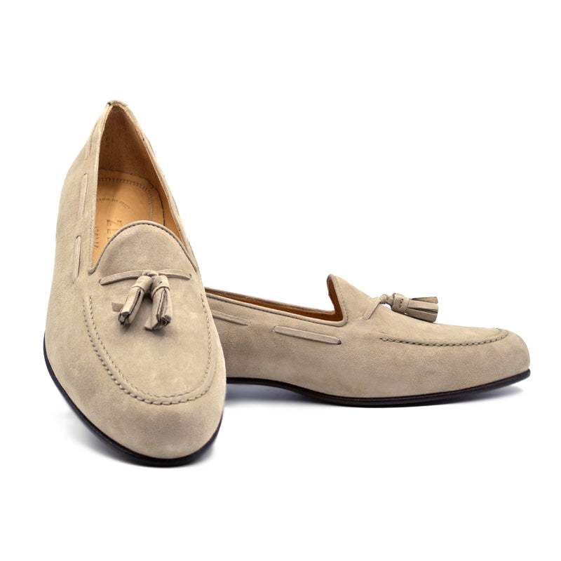 16-580-BON NAPLES Italian Kid Suede Tassel Loafer, Bone - Zelli Italia - Flyclothing LLC