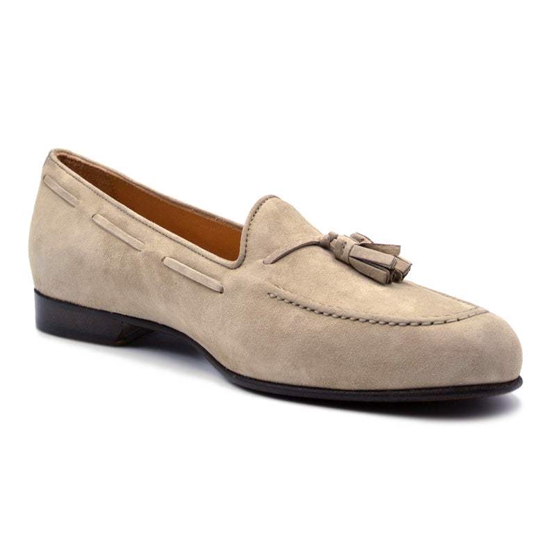 16-580-BON NAPLES Italian Kid Suede Tassel Loafer, Bone - Zelli Italia - Flyclothing LLC