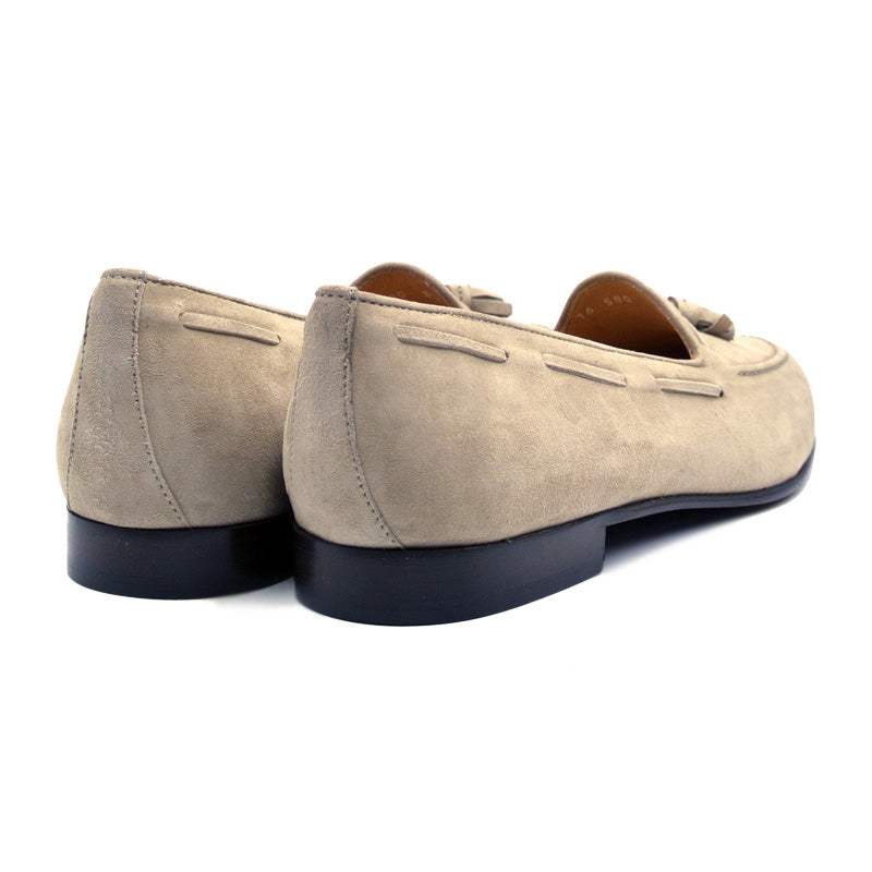 16-580-BON NAPLES Italian Kid Suede Tassel Loafer, Bone - Zelli Italia - Flyclothing LLC