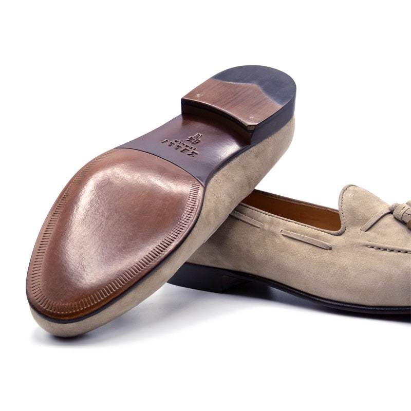 16-580-BON NAPLES Italian Kid Suede Tassel Loafer, Bone - Zelli Italia - Flyclothing LLC