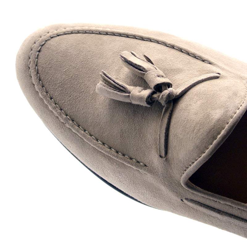 16-580-BON NAPLES Italian Kid Suede Tassel Loafer, Bone - Zelli Italia - Flyclothing LLC