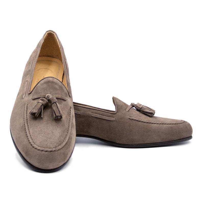 16-580-MOC NAPLES Italian Kid Suede Tassel Loafer, Mocha - Zelli Italia - Flyclothing LLC