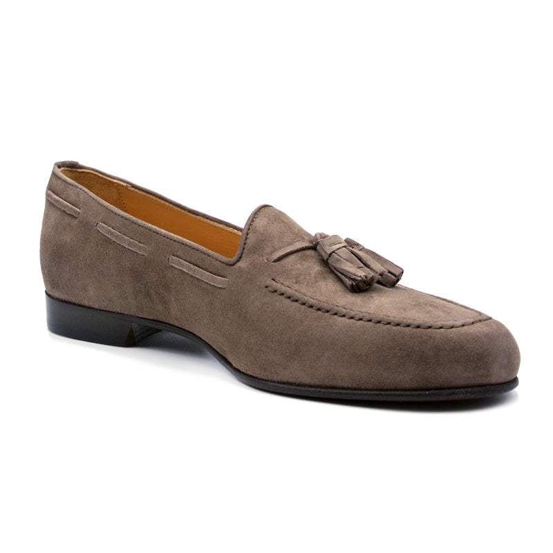 16-580-MOC NAPLES Italian Kid Suede Tassel Loafer, Mocha - Zelli Italia - Flyclothing LLC