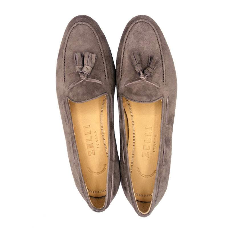 16-580-MOC NAPLES Italian Kid Suede Tassel Loafer, Mocha - Zelli Italia - Flyclothing LLC