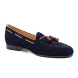 16-584-NVY NAPLES Italian Kid Suede with Embossed Crocodile Tassel Loafer, Navy - Zelli Italia - Flyclothing LLC