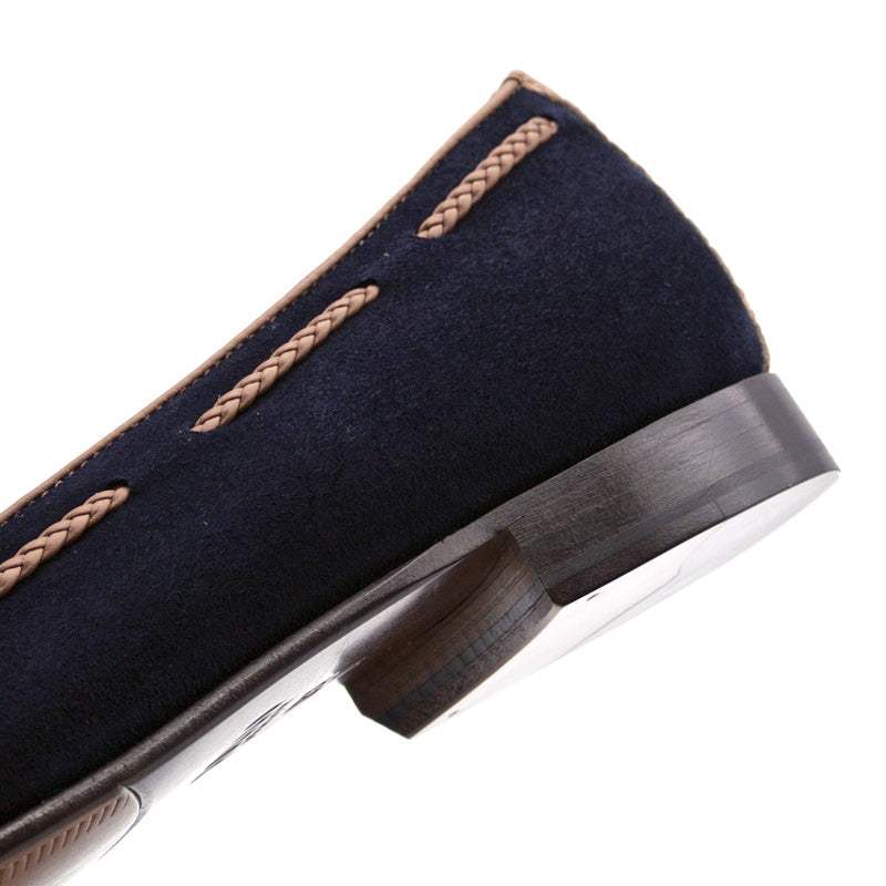 16-584-NVY NAPLES Italian Kid Suede with Embossed Crocodile Tassel Loafer, Navy - Zelli Italia - Flyclothing LLC