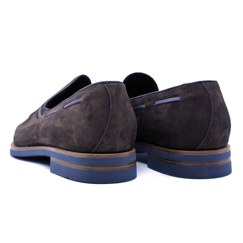16-628-BRN CARMEN Sueded Goatskin & Crocodile Tassel Loafer, Brown - Zelli Italia - Flyclothing LLC