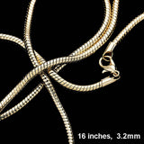 16 INCH, 3.2mm-Gold Plated Snake Chain Metal Necklace - Madeline Love - Flyclothing LLC