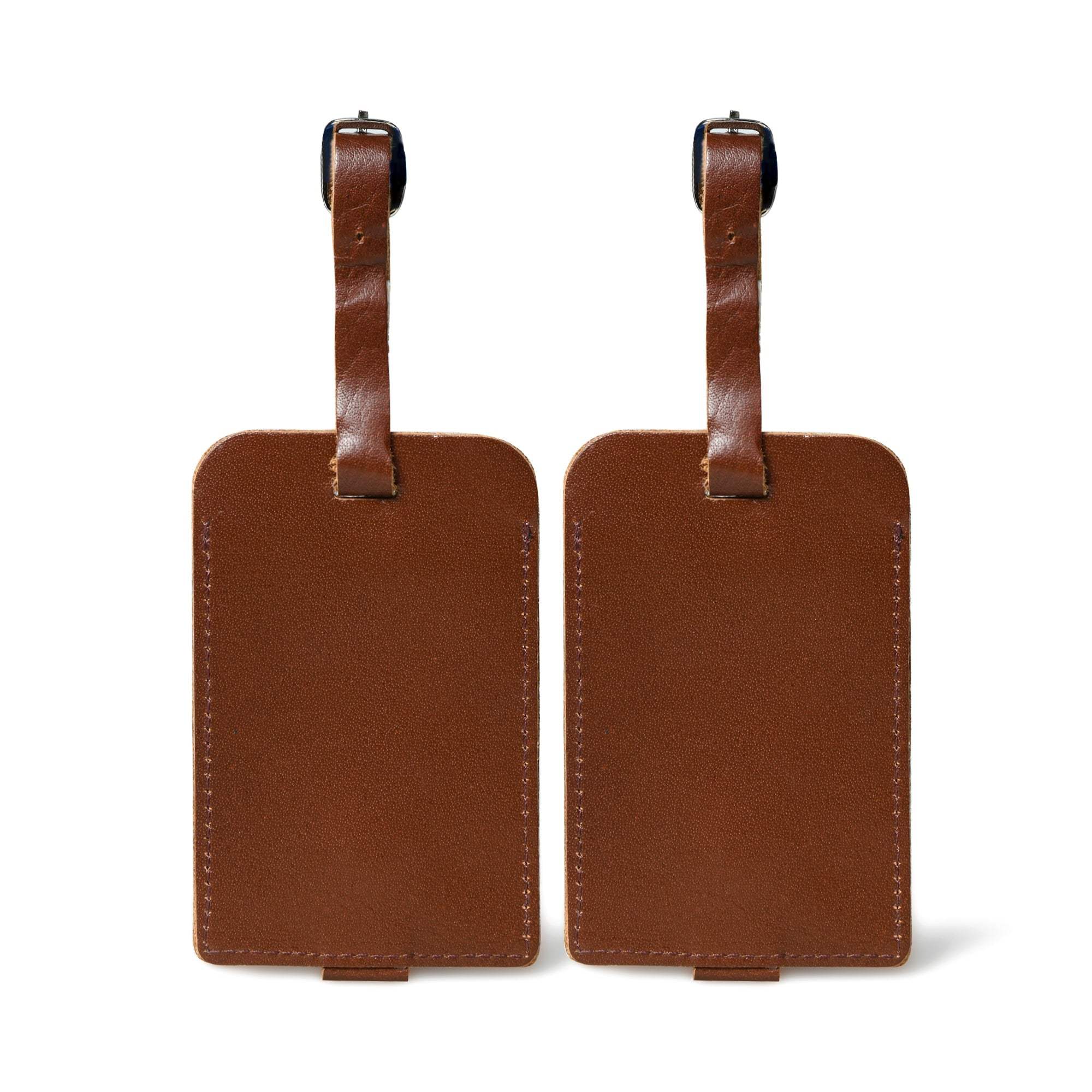 Dark Brown Leather Luggage Tags Set - Classy Leather Bags - Flyclothing LLC