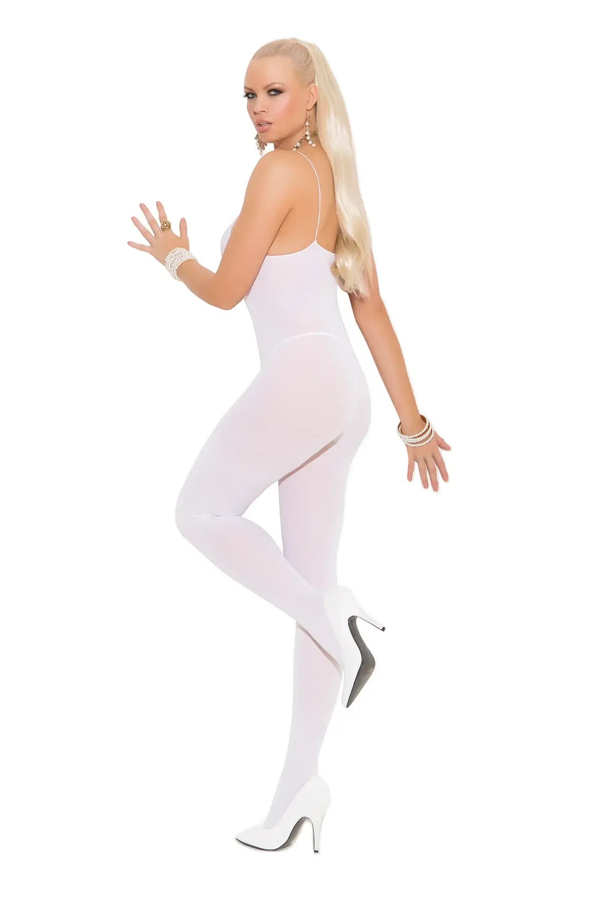 Elegant Moments White Opaque Bodystocking 1601 - Elegant Moments - Flyclothing LLC