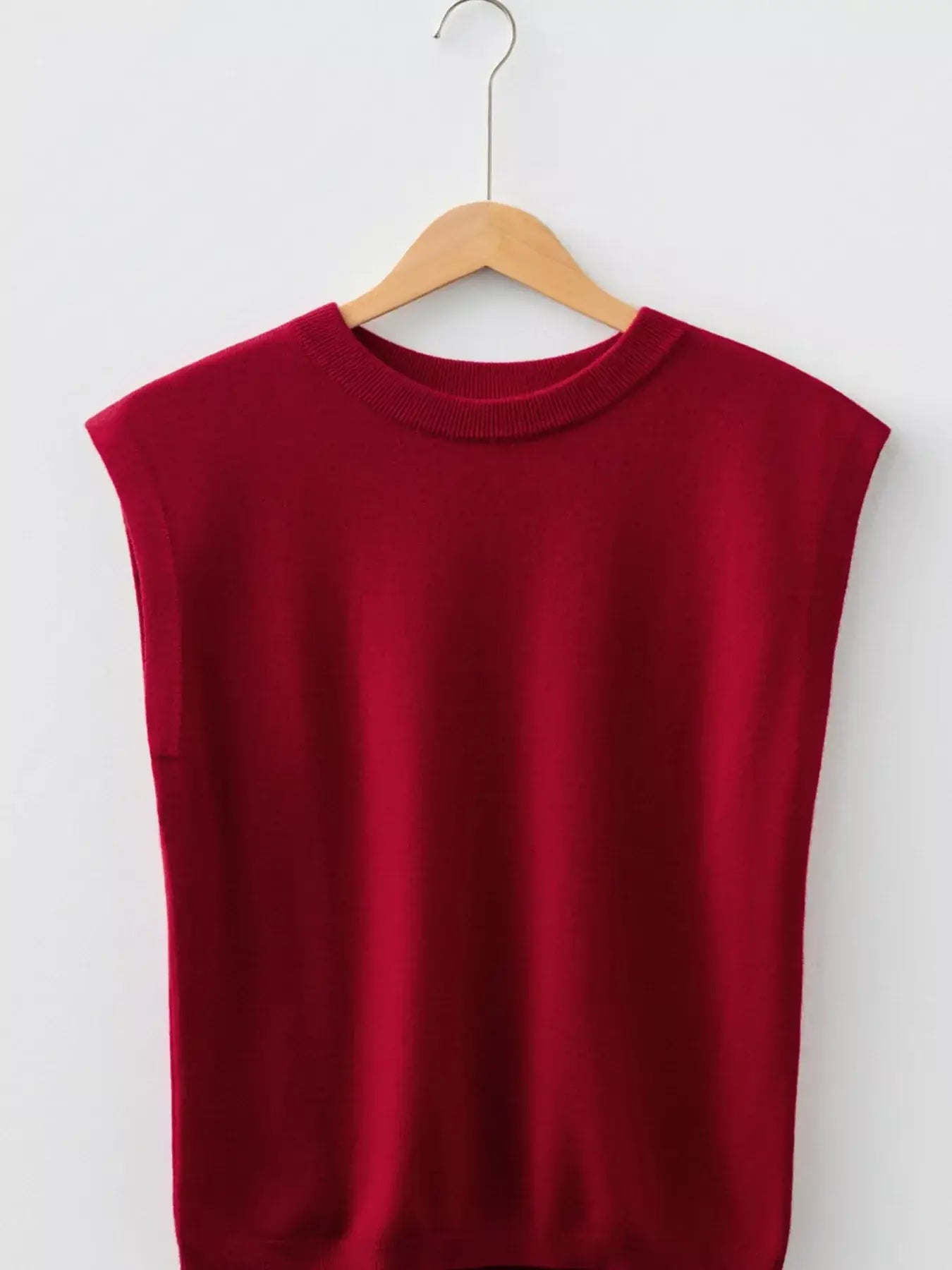 Solid Color Crew Neck Knit Cap Sleeve Sweater - Trendsi - Flyclothing LLC