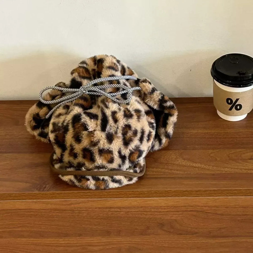 Leopard Print Faux Fur Trapper Hat - Trendsi - Flyclothing LLC