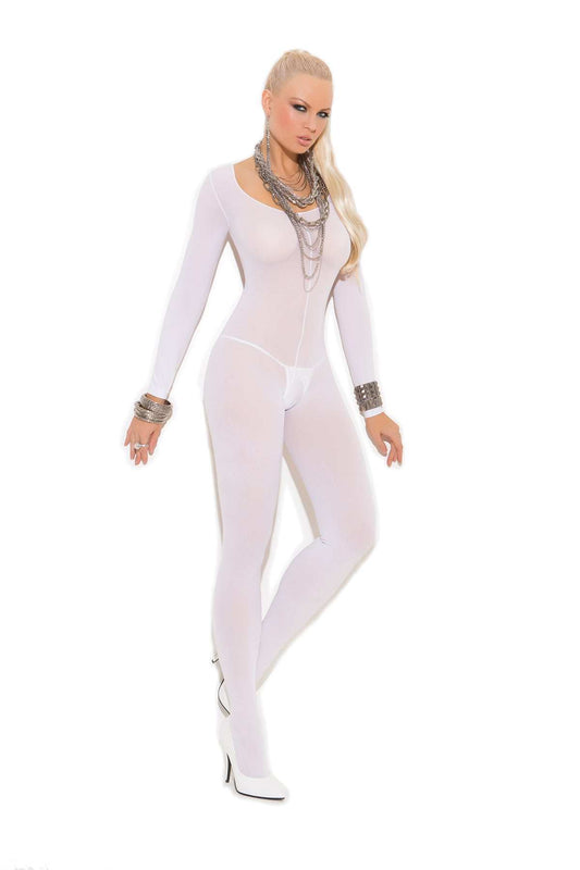 Elegant Moments White Long Sleeve Bodystocking 1606 - Elegant Moments - Flyclothing LLC