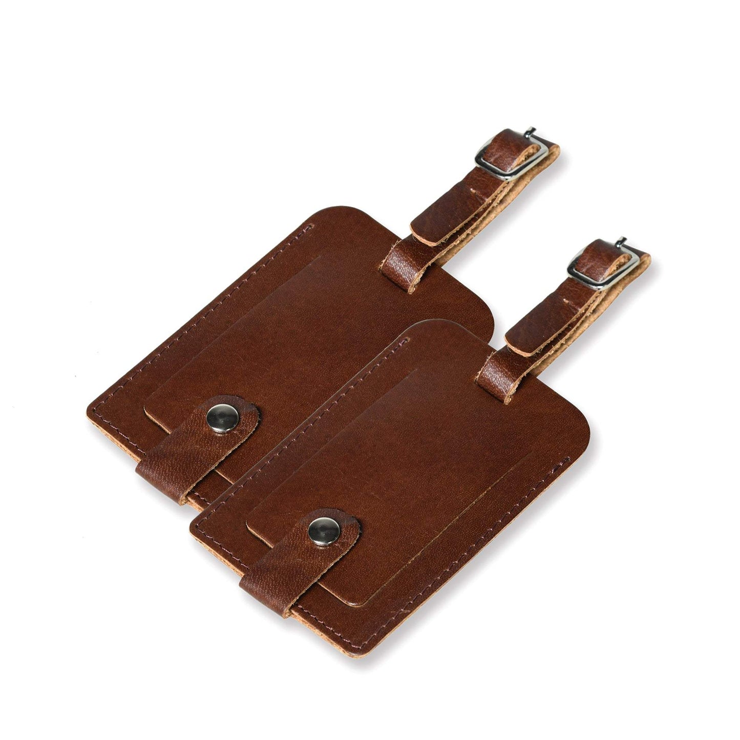Dark Brown Leather Luggage Tags Set - Classy Leather Bags - Flyclothing LLC