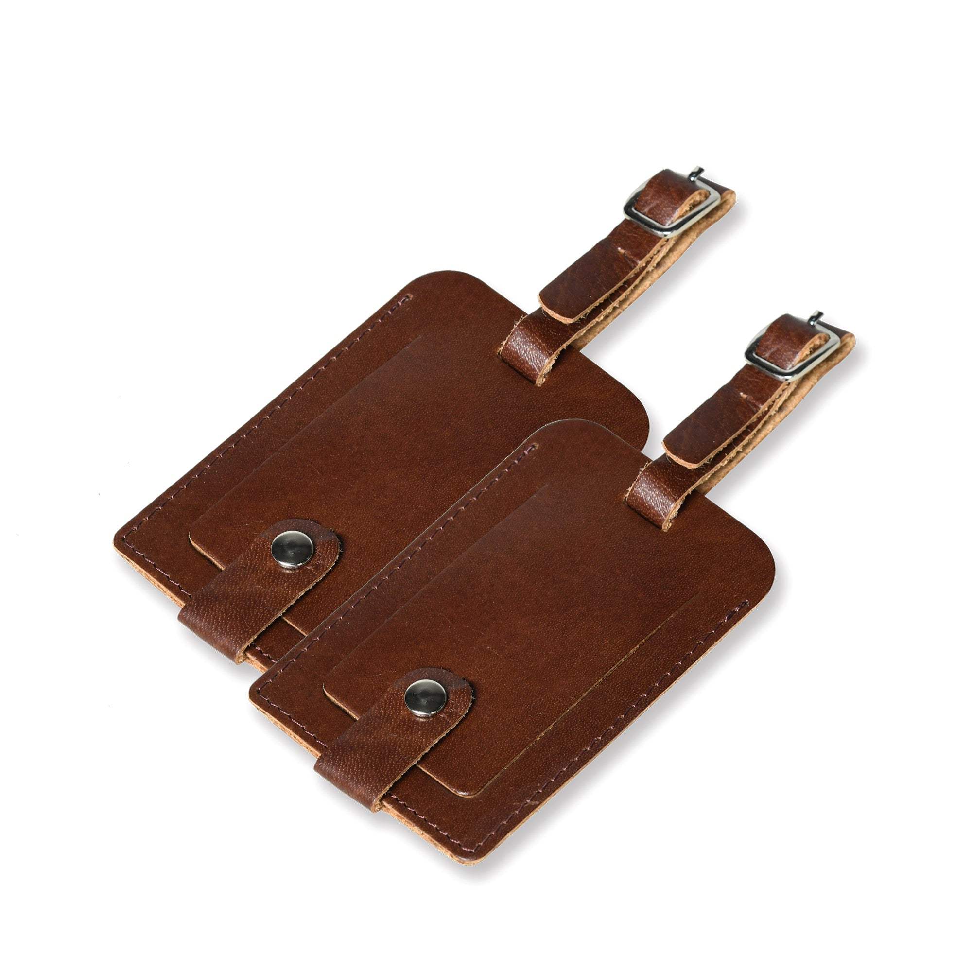 Dark Brown Leather Luggage Tags Set - Classy Leather Bags - Flyclothing LLC