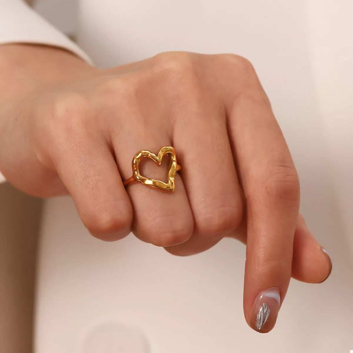 18K Gold-Plated Heart Ring - Trendsi - Flyclothing LLC