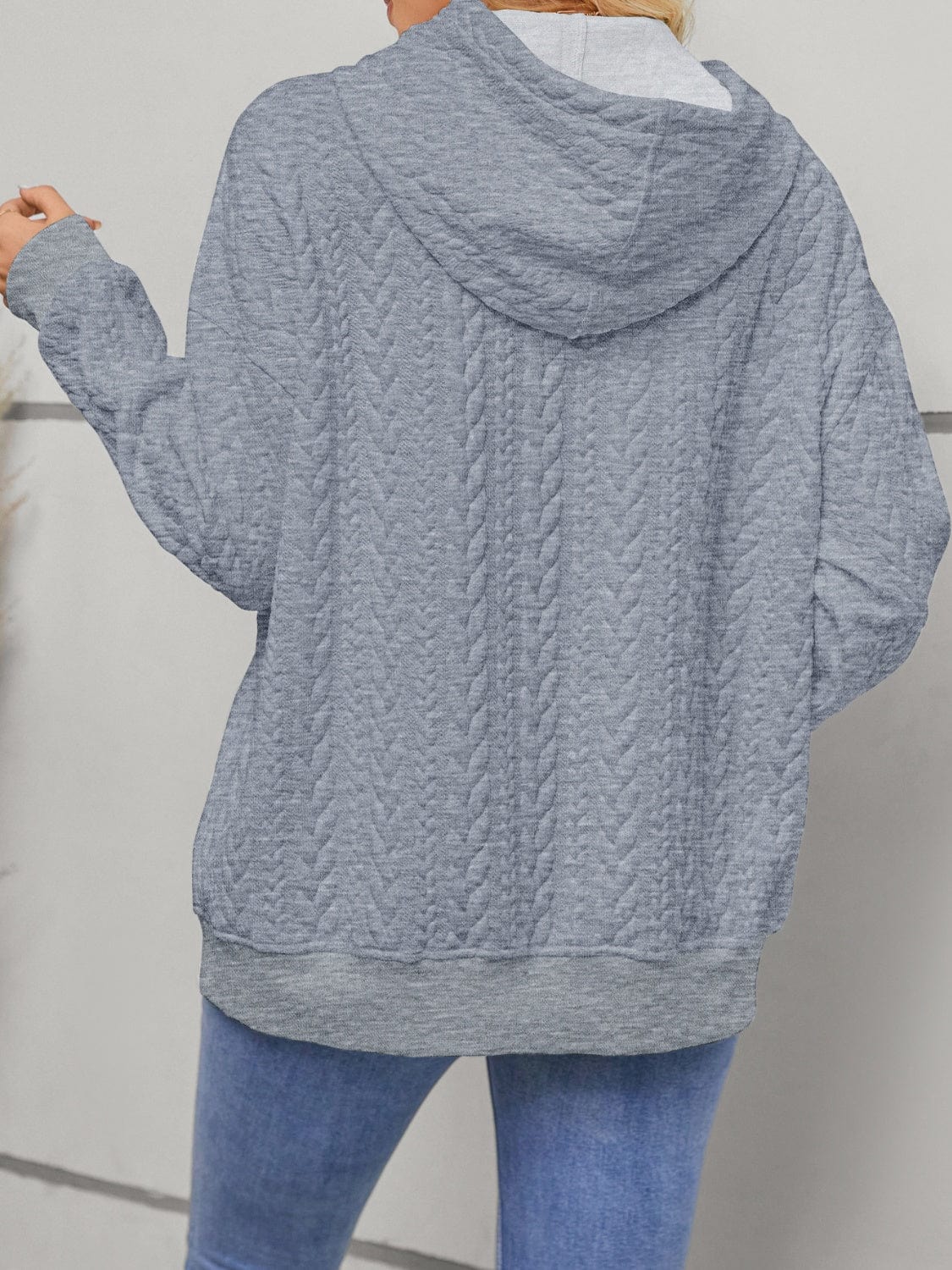 Drawstring Long Sleeve Hoodie with Pockets - Trendsi