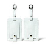 White Leather Luggage Tags Set - Classy Leather Bags - Flyclothing LLC