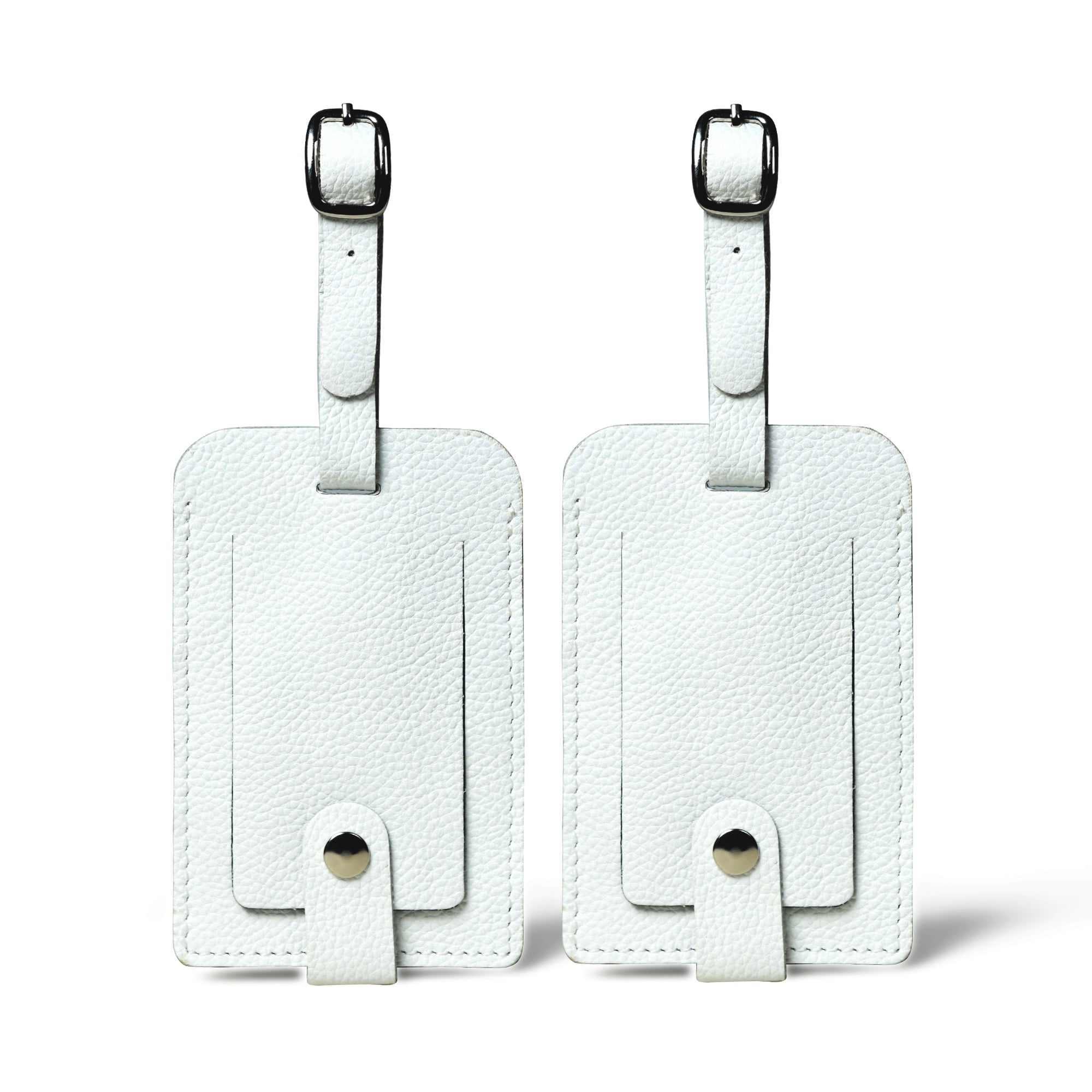 White Leather Luggage Tags Set - Classy Leather Bags - Flyclothing LLC