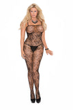 Elegant Memories Black Rose Lace Bodystocking 1610q