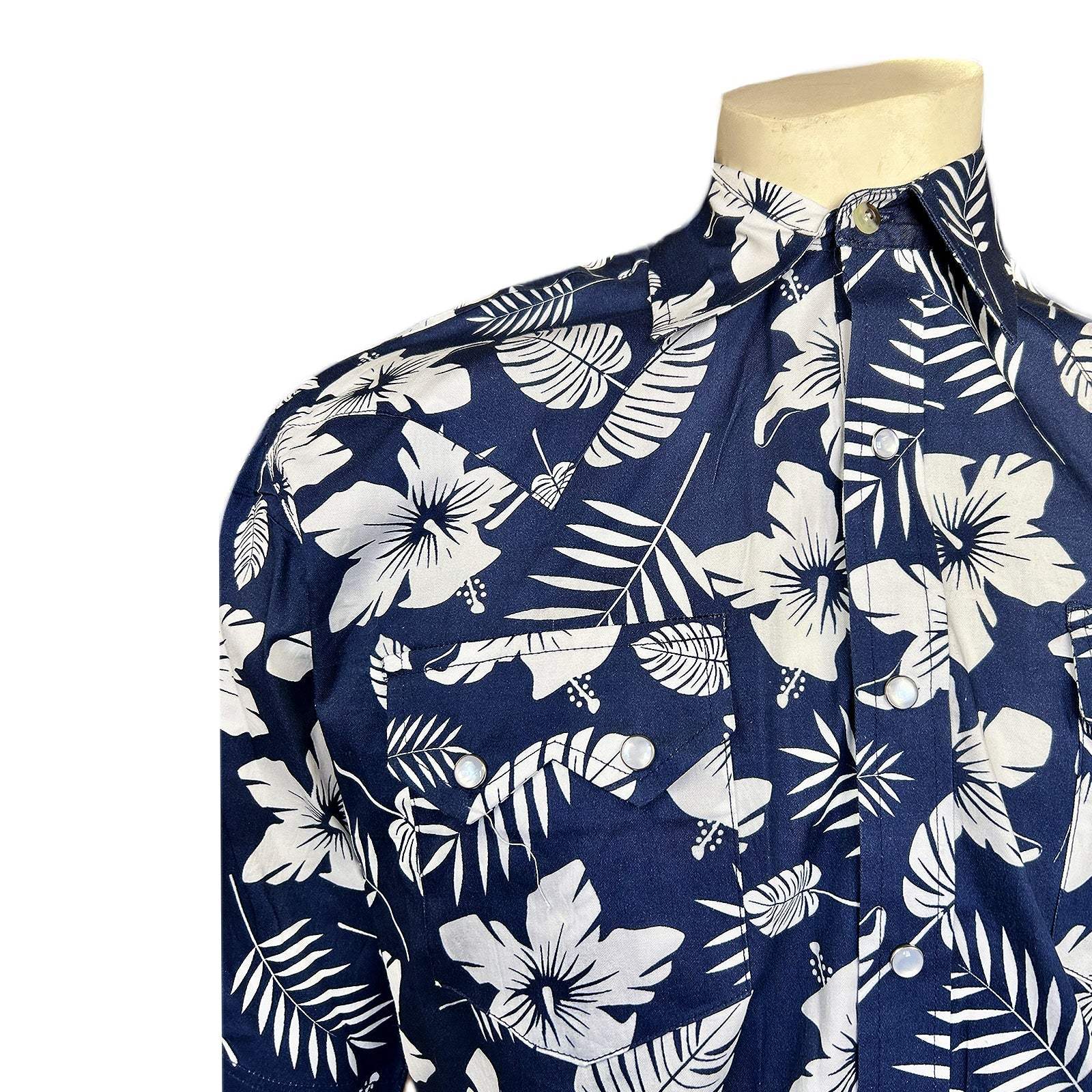 Rockmont Clothing Men's Short Sleeve Denim Floral Print Western Shirt - Rockmount Clothing - Flyclothing LLC