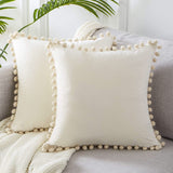 Ball ball lace pillow velvet solid color sofa short plush ball cushion cover