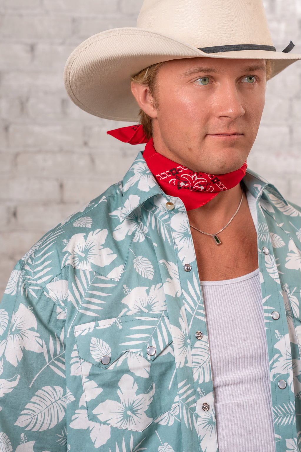 Rockmount Ranch Wear Men's Green Short Sleeve Hawaiian Western Shirt - Rockmount Clothing - Flyclothing LLC