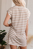 Stripe Round Neck Sleeveless Pocketed Mini Dress - Trendsi