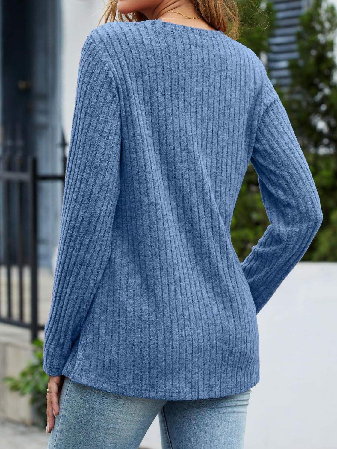 V-Neck Long Sleeve T-Shirt - Trendsi - Flyclothing LLC