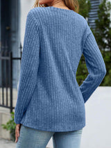 V-Neck Long Sleeve T-Shirt - Trendsi - Flyclothing LLC