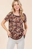 BOMBOM Lightweight Floral Round Neck Short Sleeve T-Shirt - Trendsi