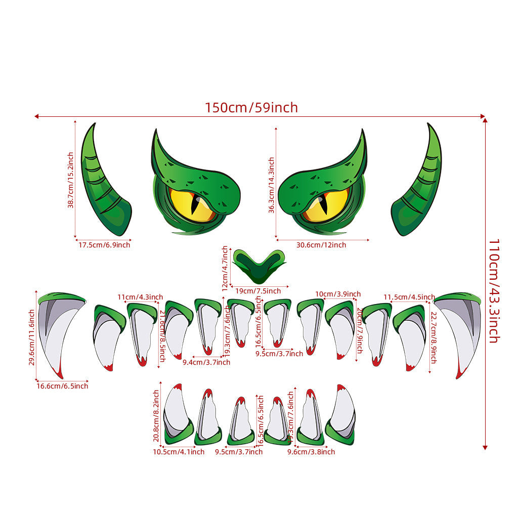 Creative Halloween Plastic Eyes Halloween Decoration Green Monster Halloween Door Sticker Decoration - My Store - Flyclothing LLC