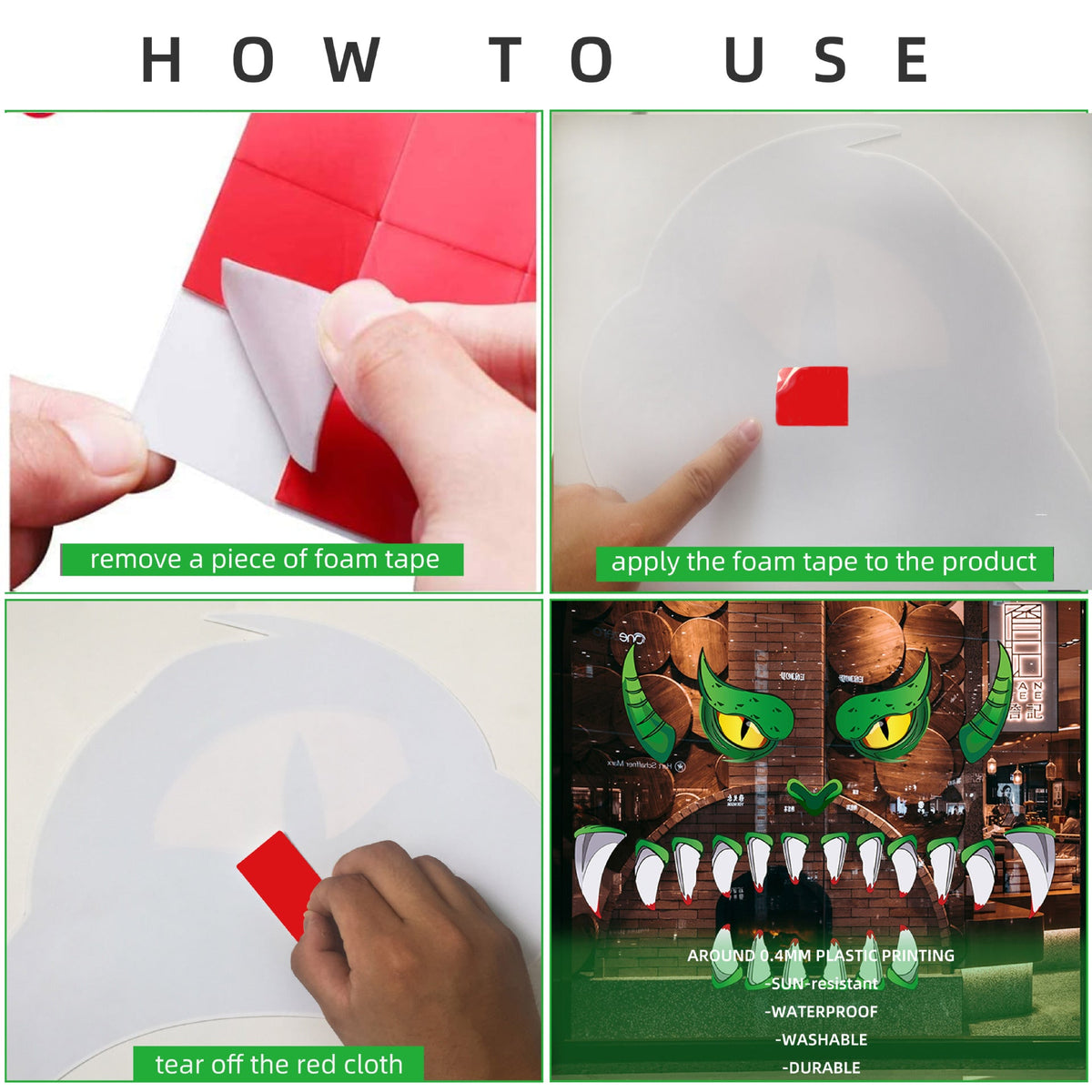 Creative Halloween Plastic Eyes Halloween Decoration Green Monster Halloween Door Sticker Decoration - My Store - Flyclothing LLC