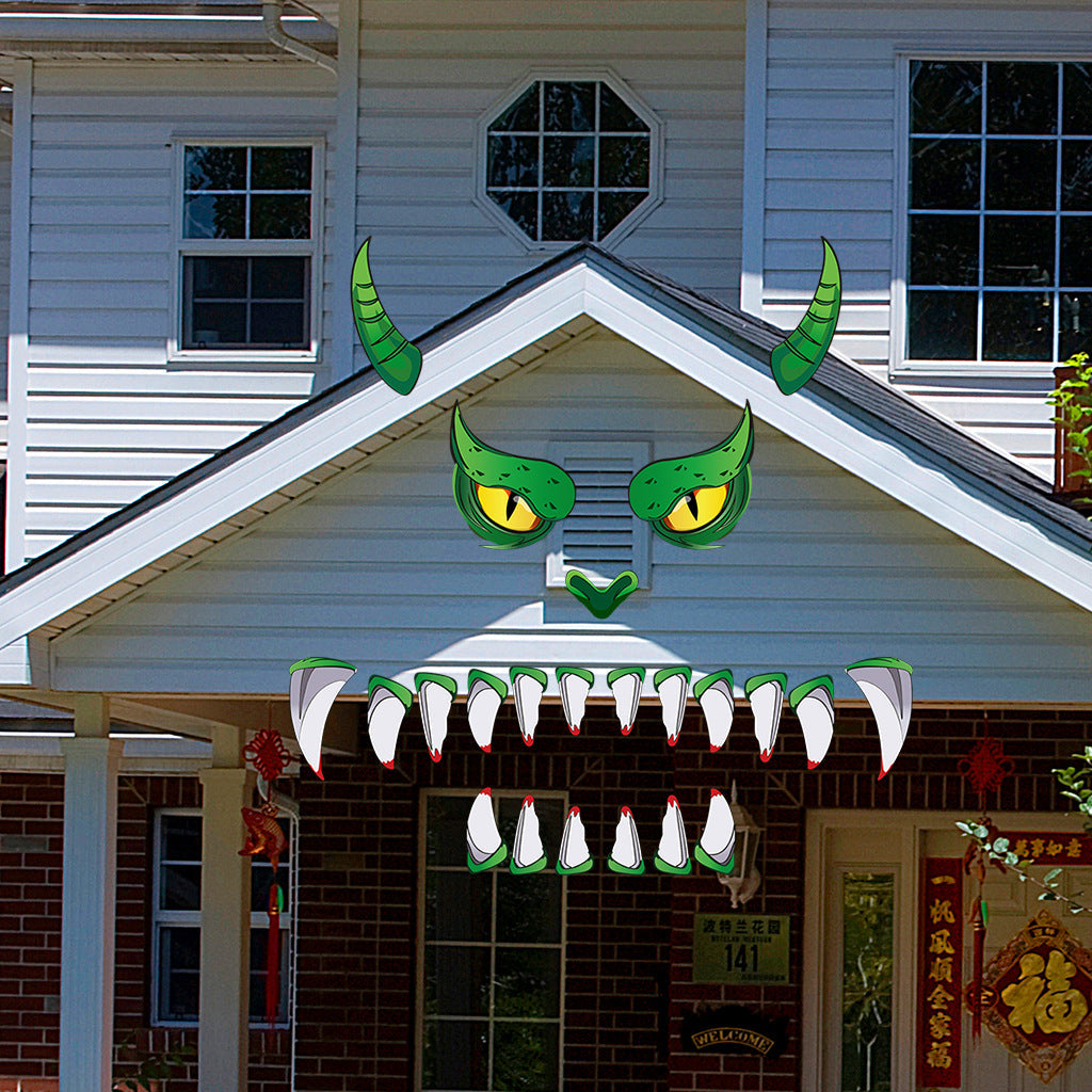 Creative Halloween Plastic Eyes Halloween Decoration Green Monster Halloween Door Sticker Decoration - My Store - Flyclothing LLC