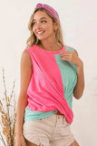 BiBi Slub Terry Color Block Twisted Top - Trendsi - Flyclothing LLC