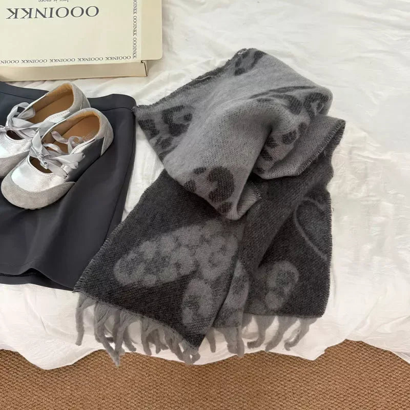 Leopard Heart Warm Scarf - Trendsi - Flyclothing LLC