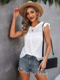 Ruffled Round Neck Cap Sleeve T-Shirt - Trendsi - Flyclothing LLC