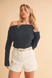 Aemi + Co One Shoulder Long Sleeve Knit Top - Trendsi - Flyclothing LLC