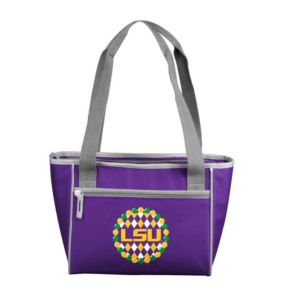 LSU Mardi Gras Crosshatch 16 Can Cooler Tote - Logo Brands - Flyclothing LLC