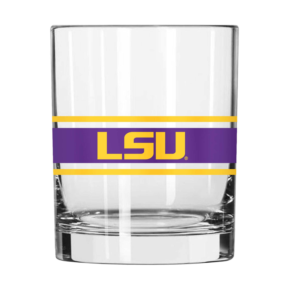 LSU 14oz Stripe Rocks Glass - Logo Brands - Flyclothing LLC