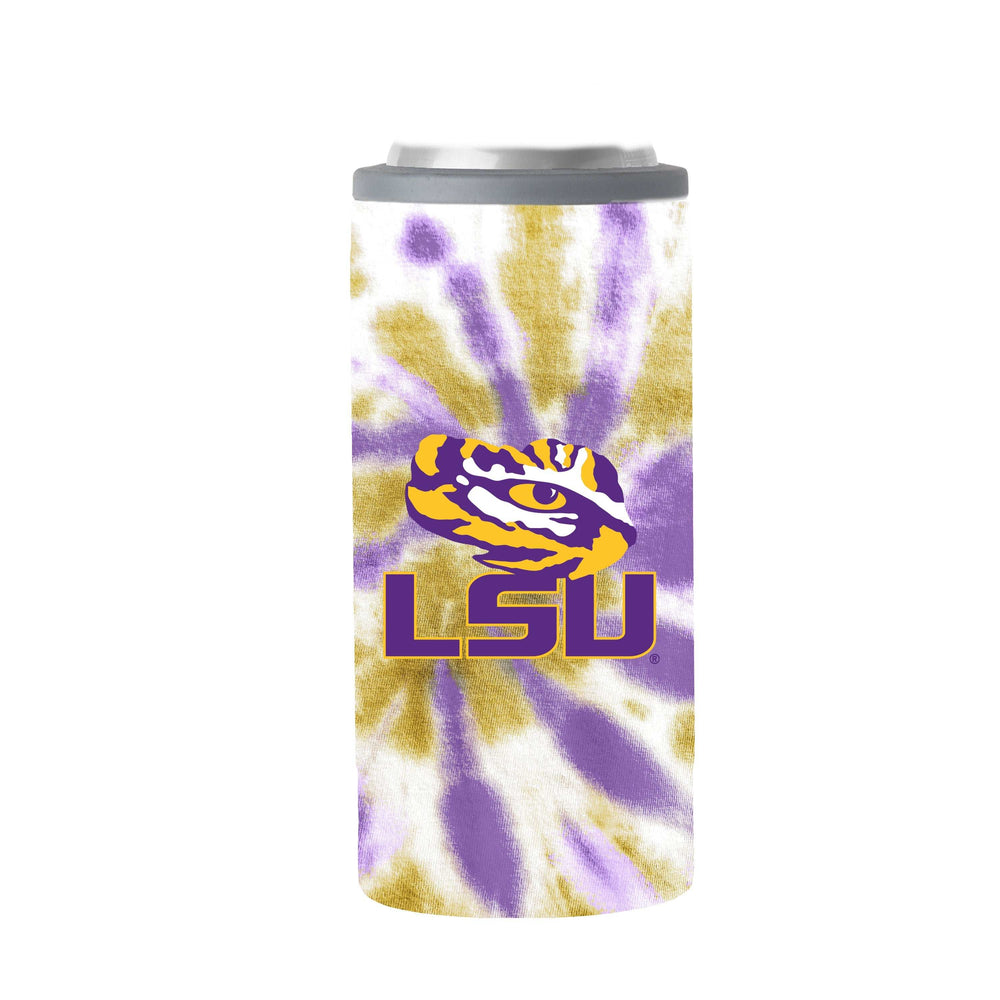 LSU 12oz Tie Dye Slim Can Coolie - Logo Brands - Flyclothing LLC