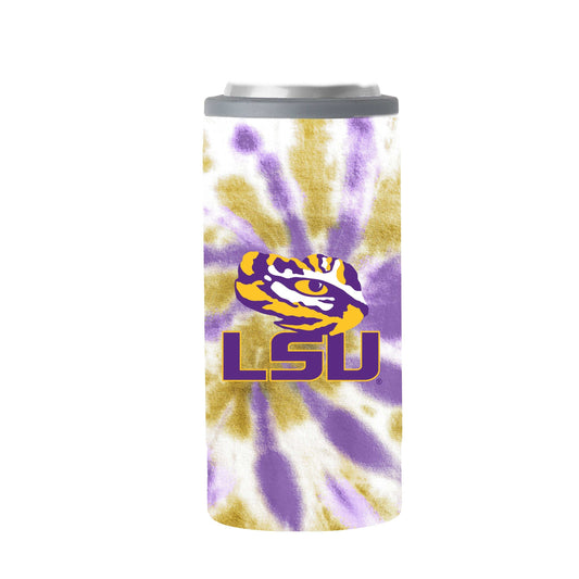 LSU 12oz Tie Dye Slim Can Coolie - Logo Brands - Flyclothing LLC
