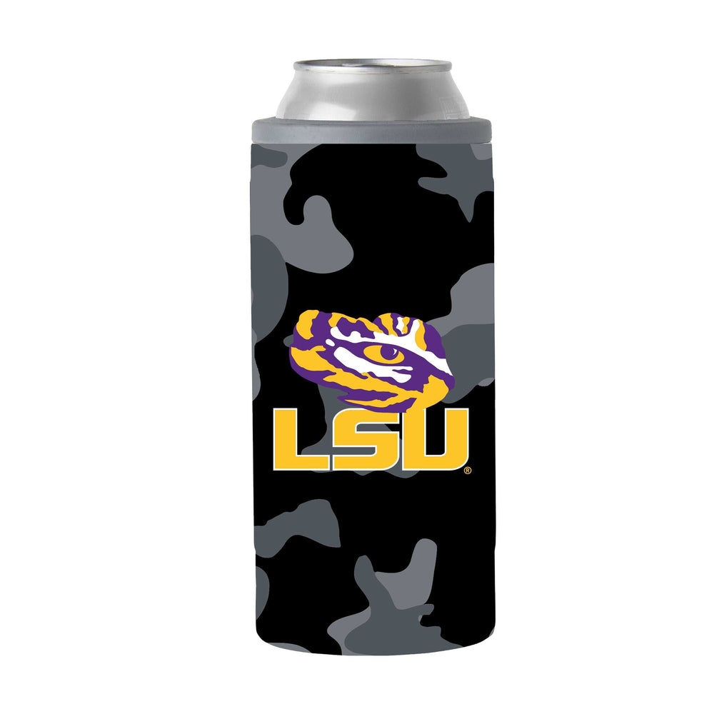LSU Black Camo 12oz Slim Can Coolie - Logo Brands - Flyclothing LLC