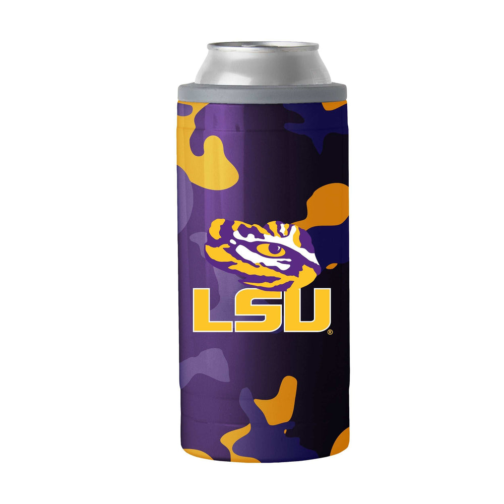 LSU 12oz Camo Swagger Slim Can Coolie - Logo Brands - Flyclothing LLC