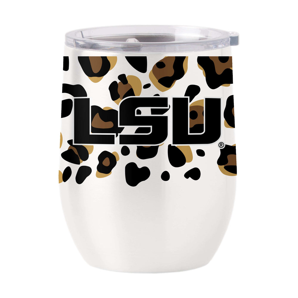 LSU 16oz Neutral Leopard Stainless Curved Beverage