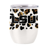 LSU 16oz Neutral Leopard Stainless Curved Beverage