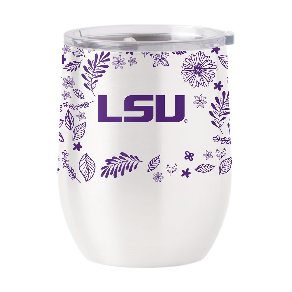 LSU 16oz Botanical Stainless Curved Beverage