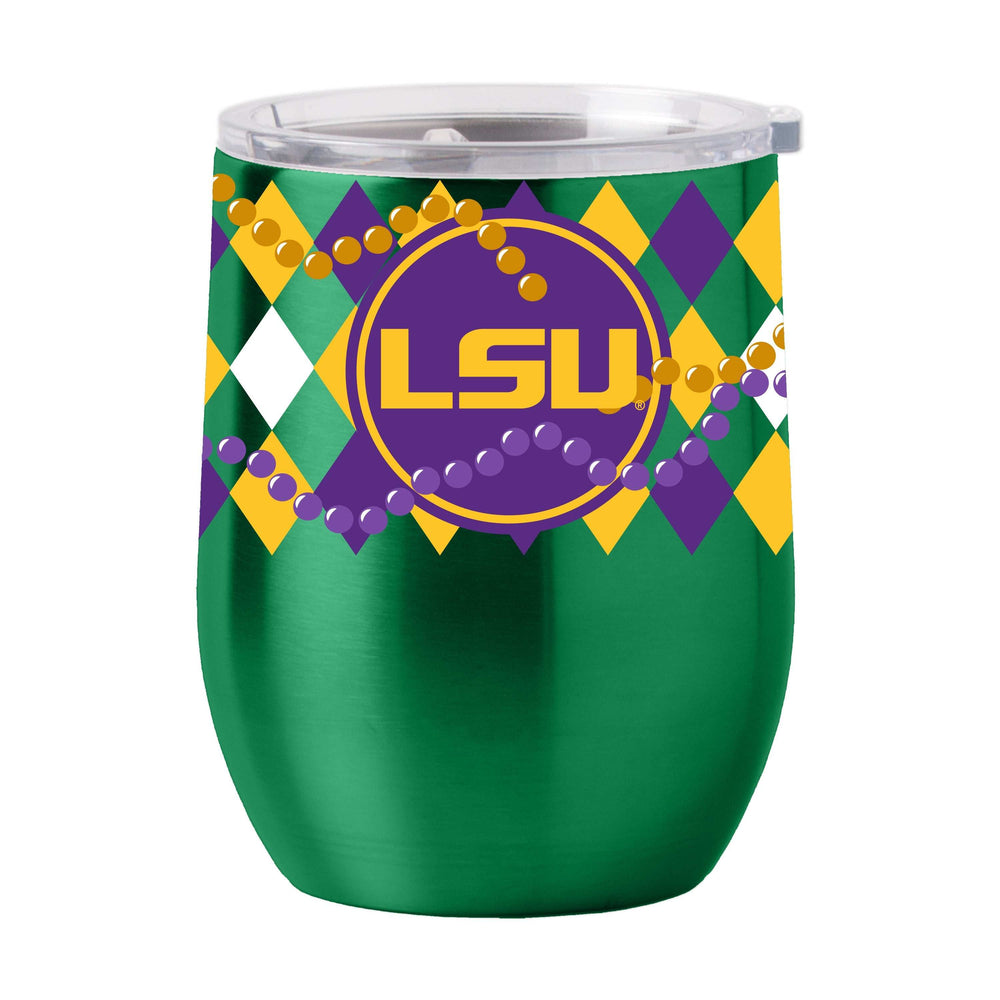 LSU 16oz Mardi Gras Stainless Curved Beverage - Logo Brands - Flyclothing LLC